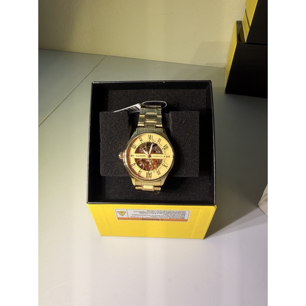 Invicta Objet D'Art 69115 Men's Automatic Skeleton Watch Gold 40mm New w/ Box